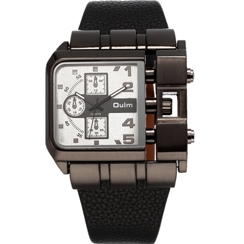 OULM 3364 Men’s Luxury Quartz Watch – Rectangle Design | Leather
