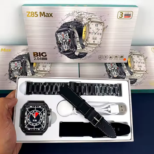 Z85 Max Smartwatch NFC Wireless Charging | IP68 Waterproof | 3 Straps Included