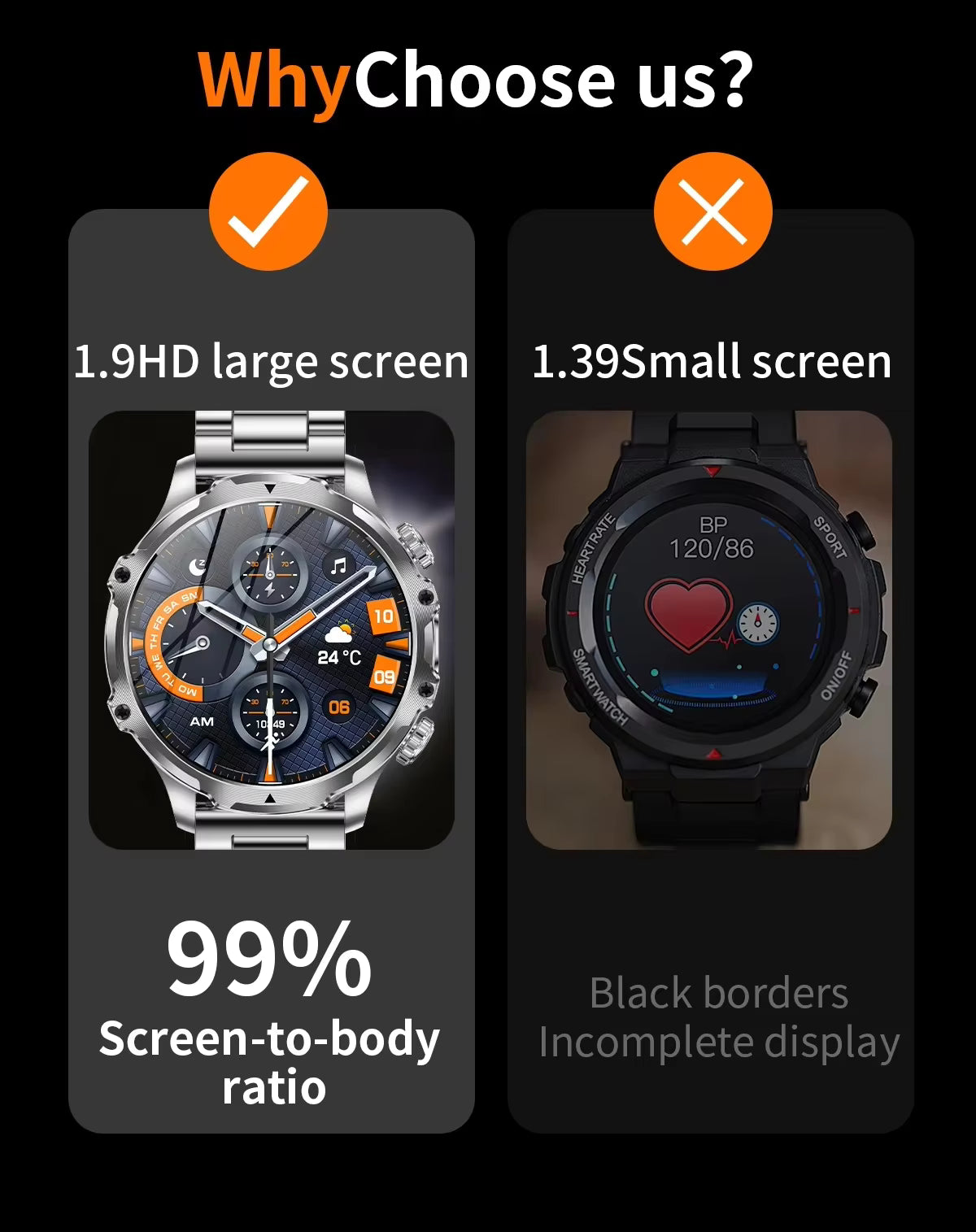 AK75 Military-Grade Smartwatch – With Earpods + Extra Strap