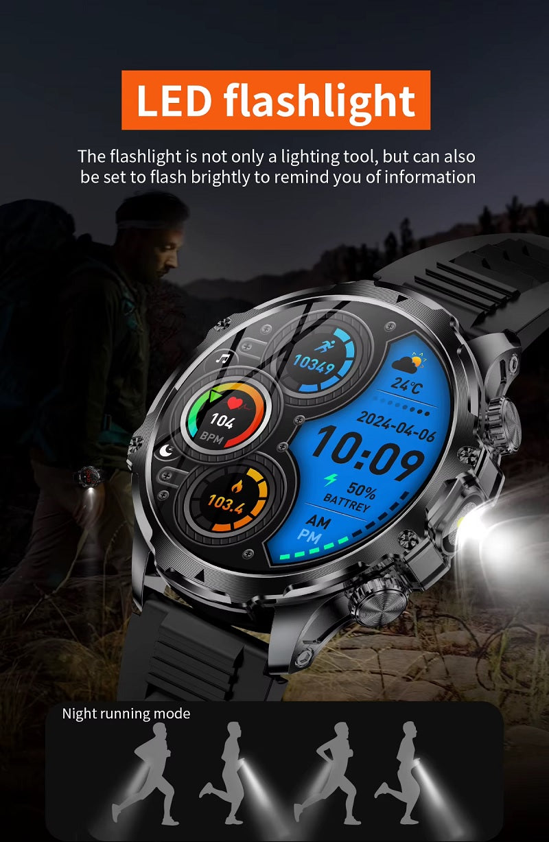 AK75 Military-Grade Smartwatch – With Earpods + Extra Strap