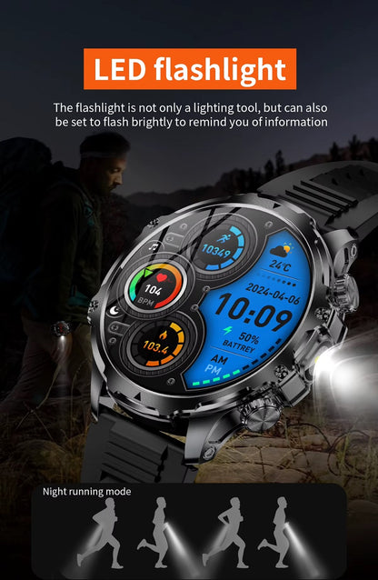 AK75 Military-Grade Smartwatch – With Earpods + Extra Strap