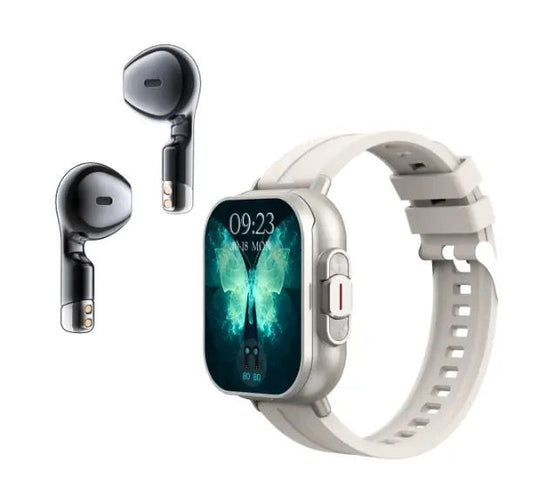 D8 2-in-1 Smartwatch with Built-In Wireless Earbuds