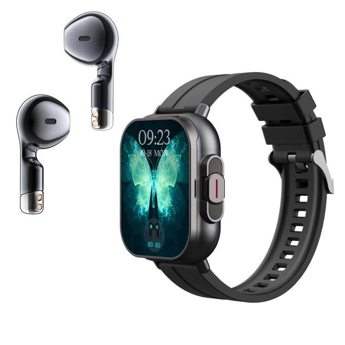 D8 2-in-1 Smartwatch with Built-In Wireless Earbuds
