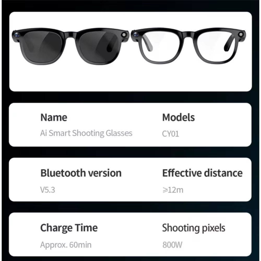 AI Smart Glasses with Video Camera & Real-Time Translation