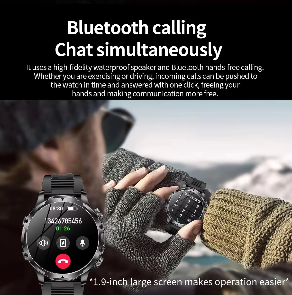 AK75 Military-Grade Smartwatch – With Earpods + Extra Strap