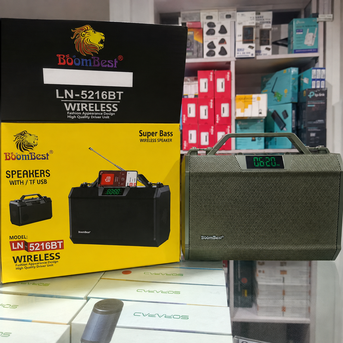 LN5216BT BigSound Boombest Wireless Bluetooth Speaker, Party Box With FM Radio Eq Digital Clock Usb SD Aux Input Extra Extra Bass