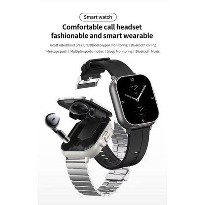 D8 2-in-1 Smartwatch with Built-In Wireless Earbuds