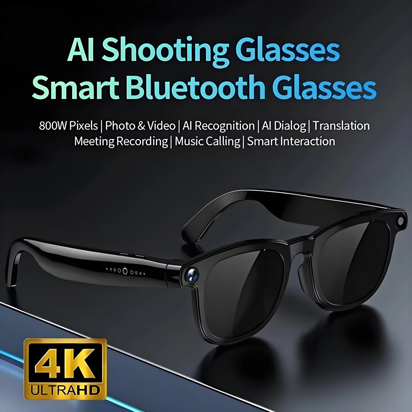 AI Smart Glasses with Video Camera & Real-Time Translation