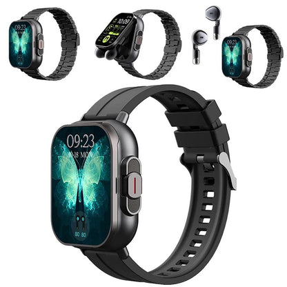 D8 2-in-1 Smartwatch with Built-In Wireless Earbuds