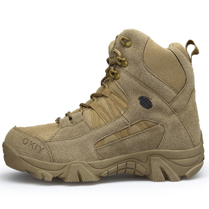 Okiy Men's Tactical Boots – Durable Leather Hiking & Training Shoes