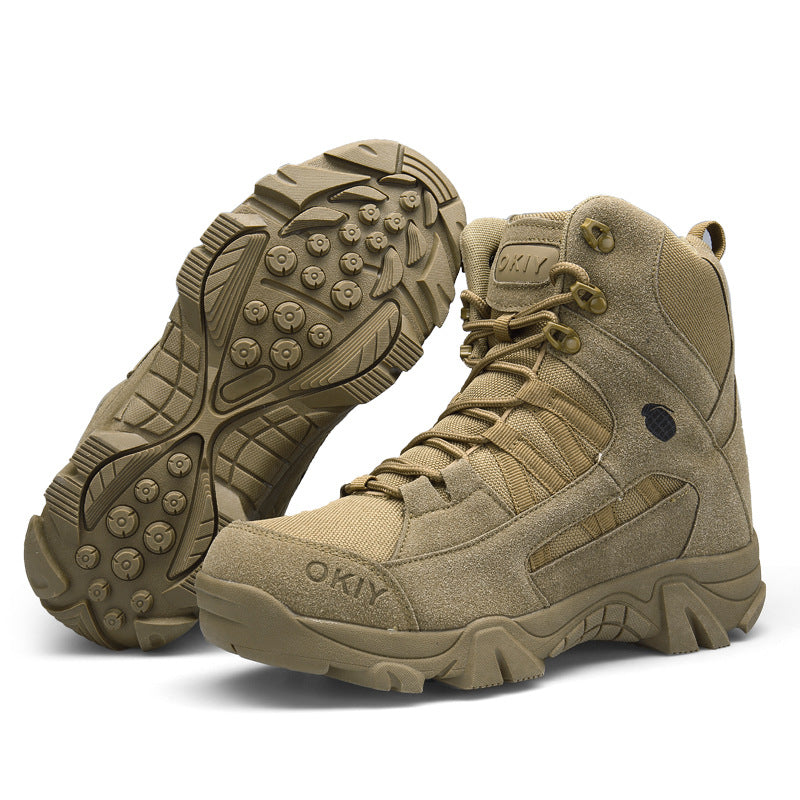 Okiy Men's Tactical Boots – Durable Leather Hiking & Training Shoes