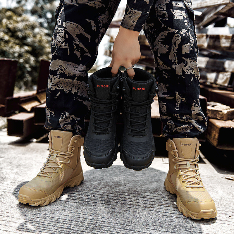 Men's Tactical Training Boots –Black  Waterproof & Anti-Slip Outdoor Hiking Boots