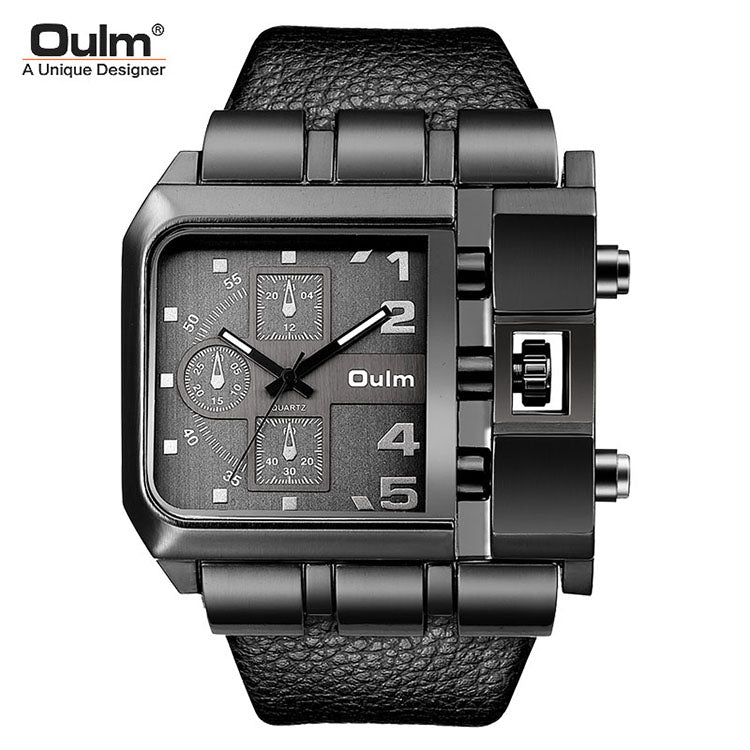 OULM 3364 Men’s Luxury Quartz Watch – Rectangle Design | Leather