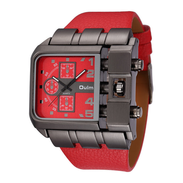 OULM 3364 Men’s Luxury Quartz Watch – Rectangle Design | Leather