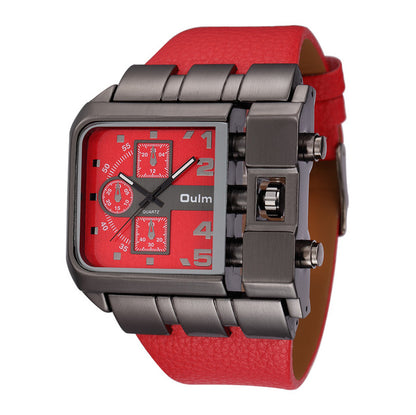 OULM 3364 Men’s Luxury Quartz Watch – Rectangle Design | Leather
