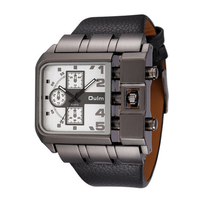 OULM 3364 Men’s Luxury Quartz Watch – Rectangle Design | Leather