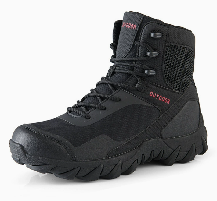 Men's Tactical Training Boots –Black  Waterproof & Anti-Slip Outdoor Hiking Boots