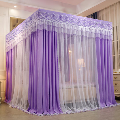 Palace Mosquito Net with Thickened Stainless Steel Frame | 3-Door Lace Bed Curtain