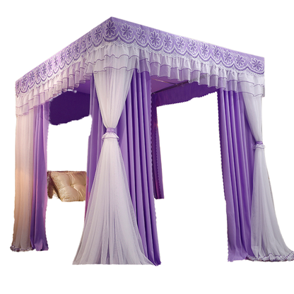 Palace Mosquito Net with Thickened Stainless Steel Frame | 3-Door Lace Bed Curtain