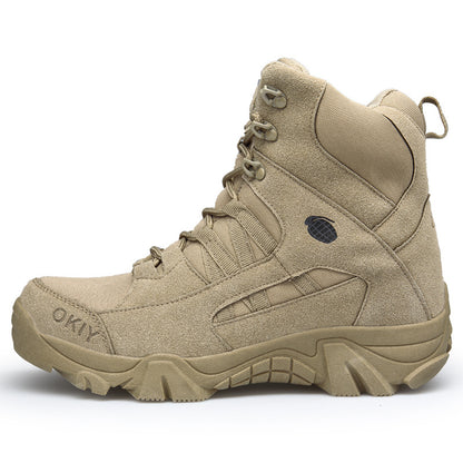 Okiy Men's Tactical Boots – Durable Leather Hiking & Training Shoes