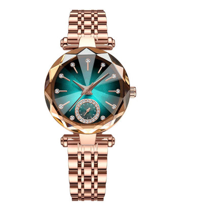 DY-10 New Women's Watch Jewelry Set Simple Fashion Metal Band Diamond Quartz Leisure Shinning Lady Rose
