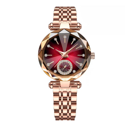 DY-10 New Women's Watch Jewelry Set Simple Fashion Metal Band Diamond Quartz Leisure Shinning Lady Rose
