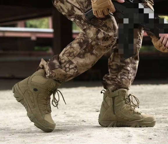 Okiy Men's Tactical Boots – Durable Leather Hiking & Training Shoes