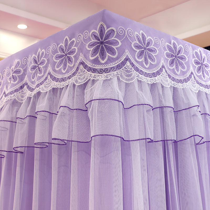 Palace Mosquito Net with Thickened Stainless Steel Frame | 3-Door Lace Bed Curtain