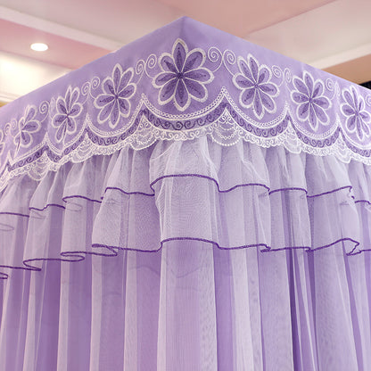 Palace Mosquito Net with Thickened Stainless Steel Frame | 3-Door Lace Bed Curtain