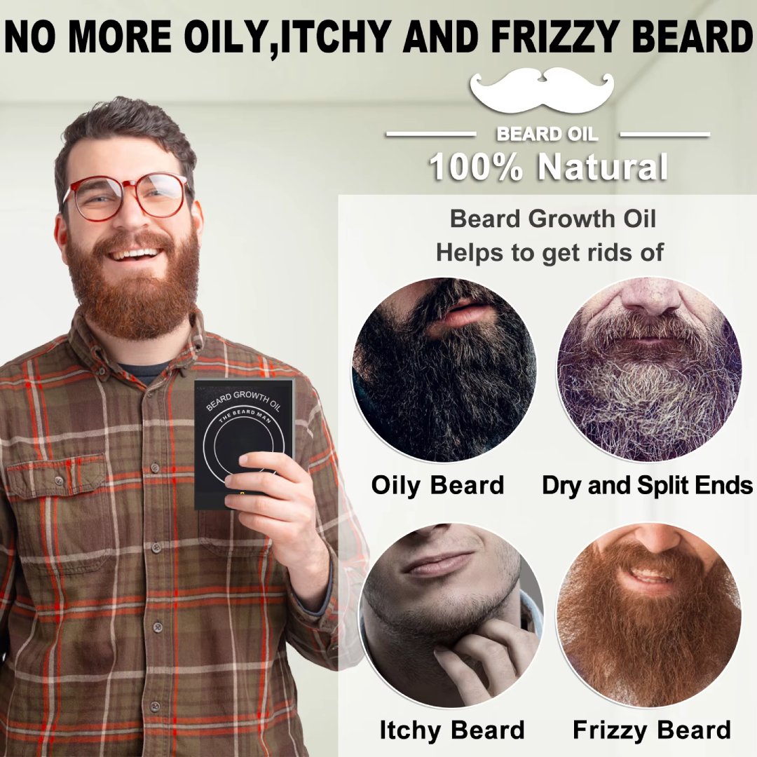 Beard Growth Oil for Men – Fast Nourishing Formula | 100% Natural & Organic