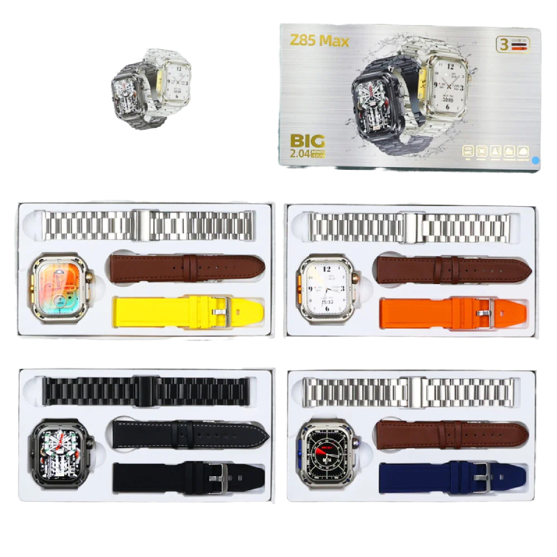 Z85 Max Smartwatch NFC Wireless Charging | IP68 Waterproof | 3 Straps  Included
