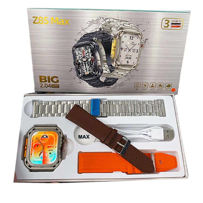 Z85 Max Smartwatch NFC Wireless Charging | IP68 Waterproof | 3 Straps  Included