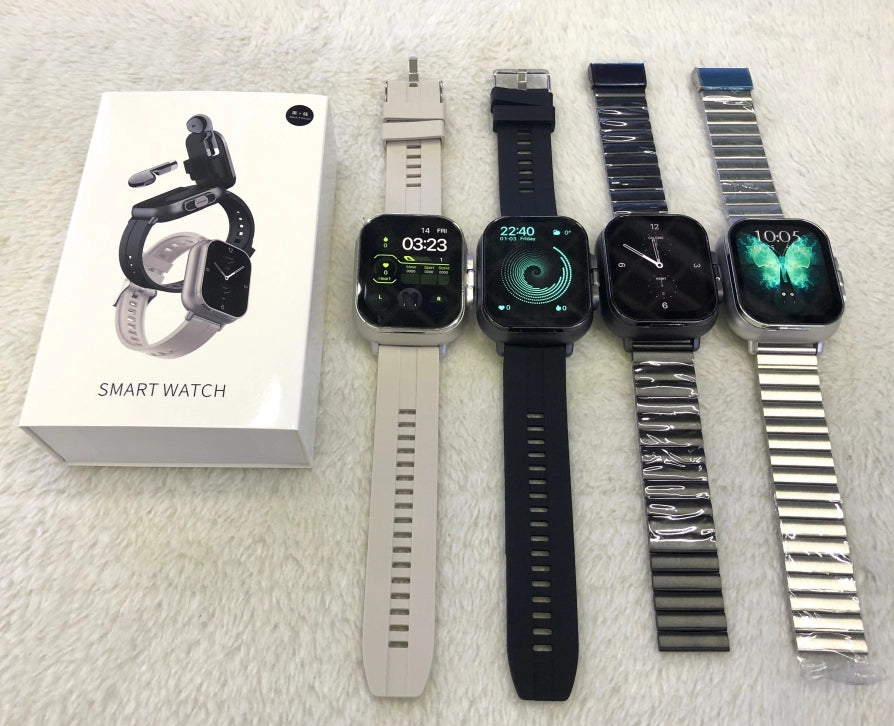 D8 2-in-1 Smartwatch with Built-In Wireless Earbuds